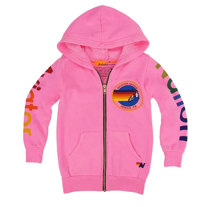 Aviator Nation Zip Hoodie-Neon Pink