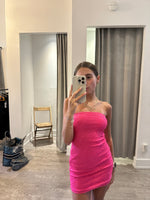 Katie J Kendall Dress Neon Pink