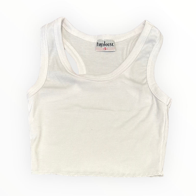 Firehouse Ribbed Crop Tank White