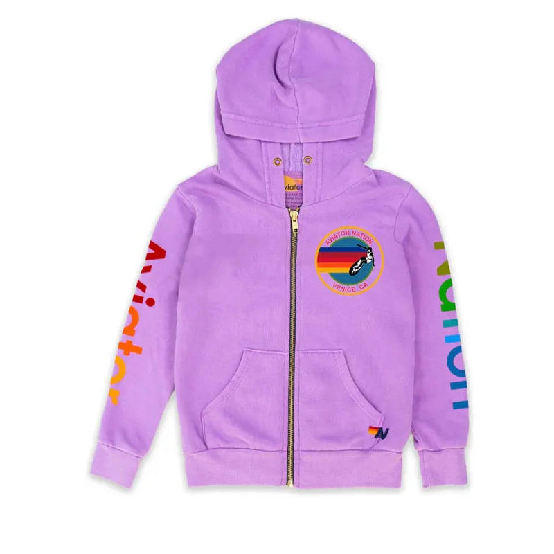 Aviator Nation Zip Hoodie-Neon Purple