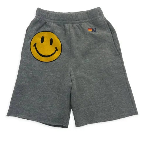 Aviator Nation Smiley Sweatshorts-Heather Grey