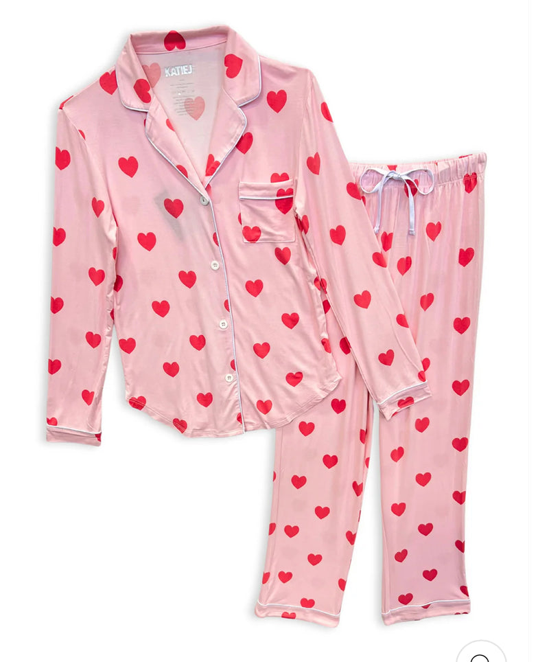 Katie J Junior Maia PJ Set Pink Hearts