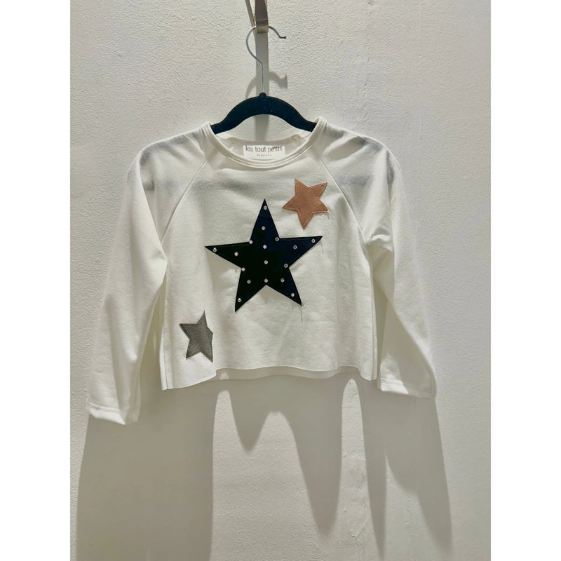 Les Tout Petits White Cut Off Sweatshirt Stars