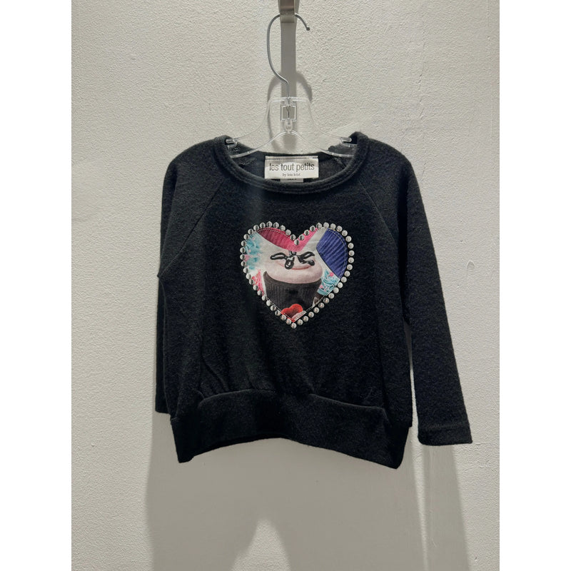 Les Tout Petits Black Sweatshirt Heart Studs