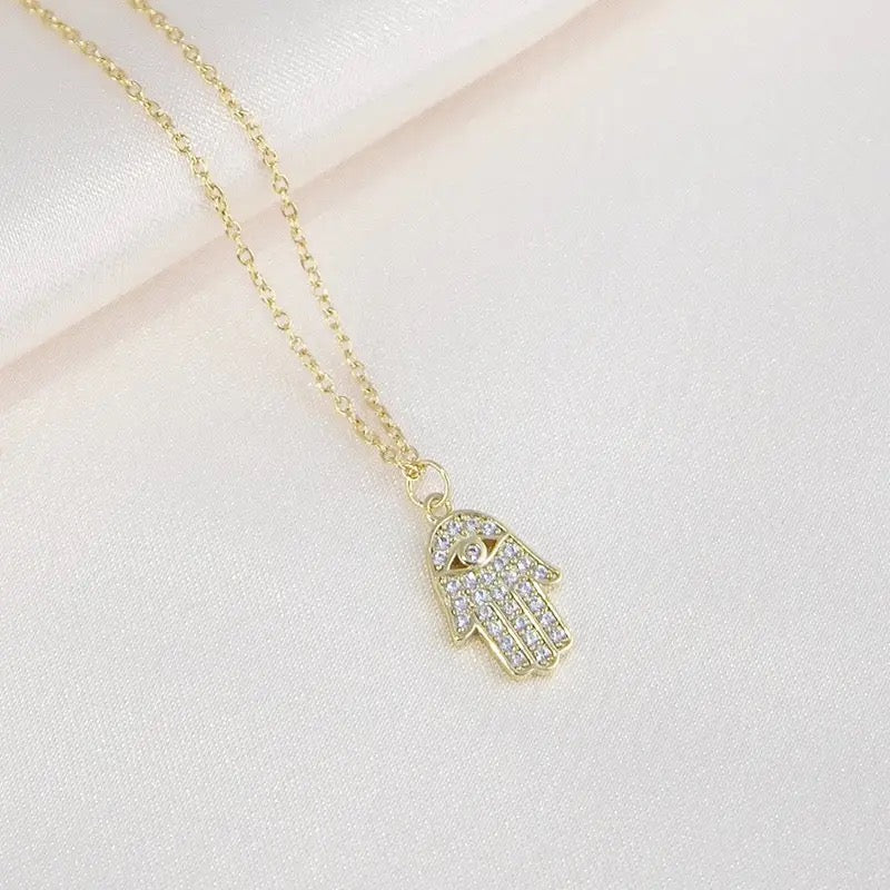 18k Gold Plated Sterling Silver Hamsa Pendant Necklace