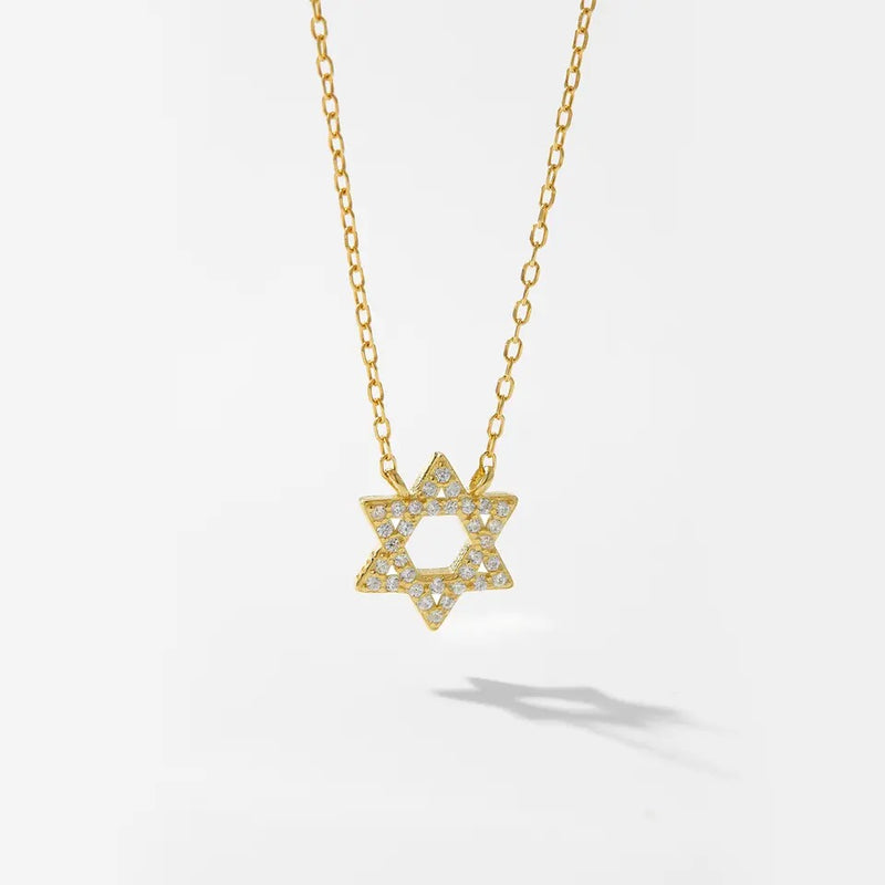 Star Of David Gold Plated And Sterling Silver Necklace