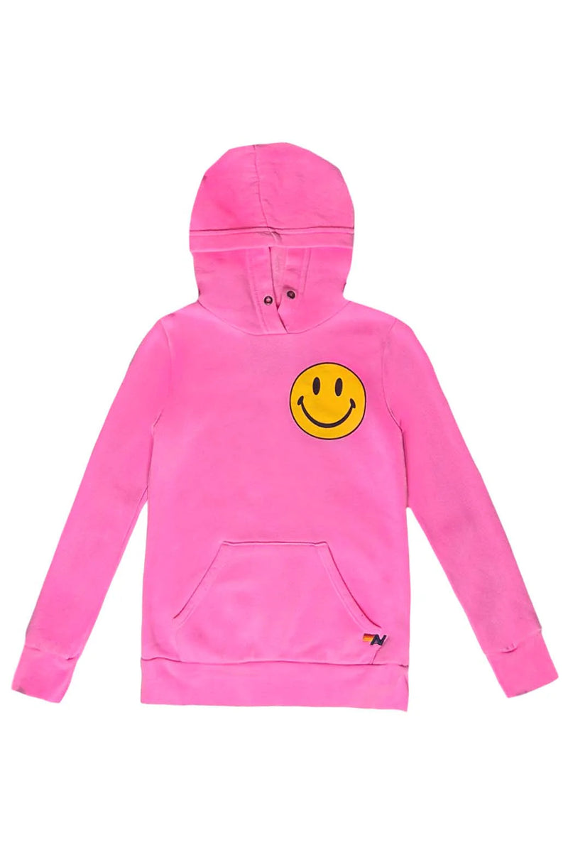 Aviator Nation Smiley Pullover Hoodie-Neon Pink