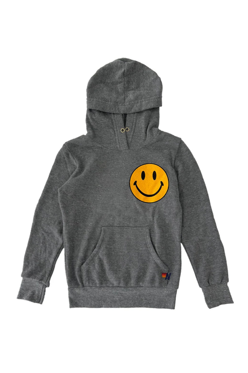 Aviator Nation Smiley Pullover Hoodie-Heather Grey