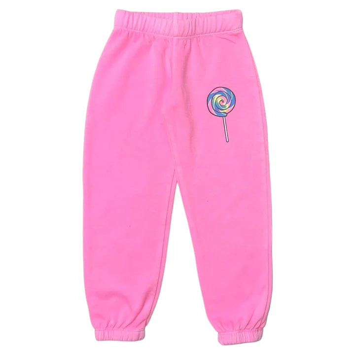 Firehouse Rainbow Lollipop Swirl Sweatpants-Neon Pink