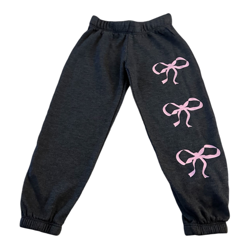 Firehouse Pink Bow Trio Sweatpants-Heather Black