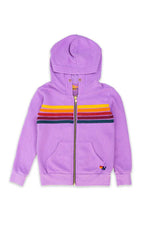 Aviator Nation 5 Stripe Kids Hoodie-Neon Purple